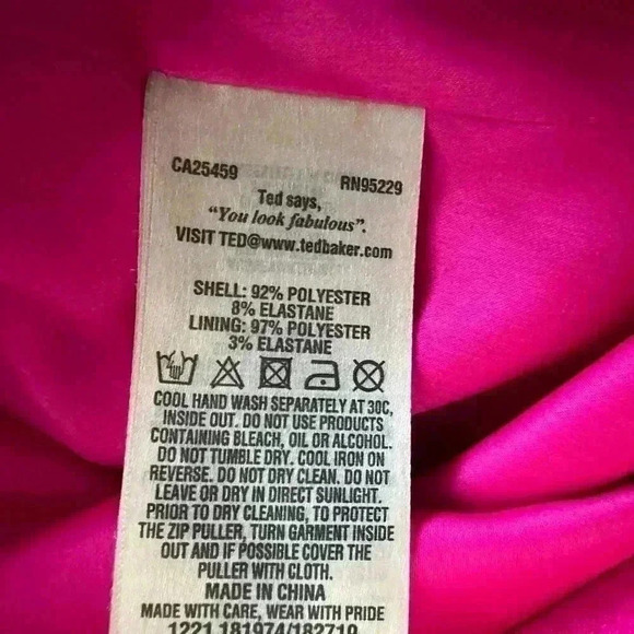 294.TED BAKER Ruffle Neckline Shift hot pink Dress size 1 - Picture 11 of 11